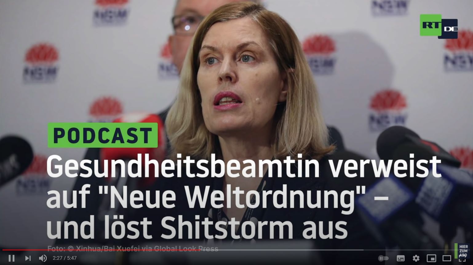 Australische Gesundheitsbeamtin verweist auf Neue Weltordnung – und löst Shitstorm aus