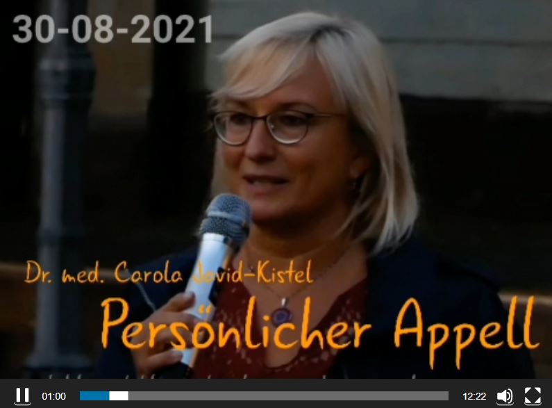 Persönlicher Appell von Dr. med. Carola Javid Kistel